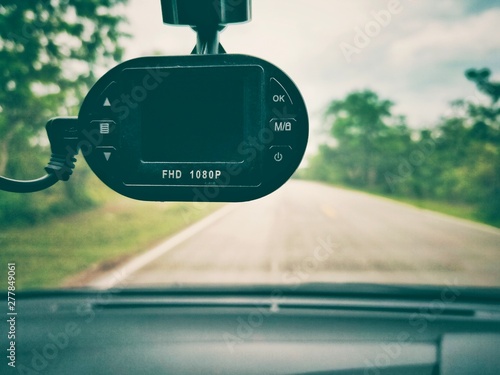 Safety camera car on the road. 