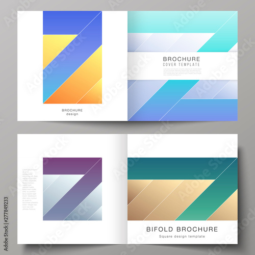 Free Download The vector illustration of the editable layout of two covers templates for square design bifold brochure, magazine, flyer, booklet. Creative modern cover concept, colorful background. - GFXLoad