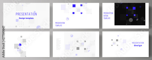 The minimalistic abstract vector illustration of the editable layout of the presentation slides design business templates. Abstract vector background with fluid geometric shapes.