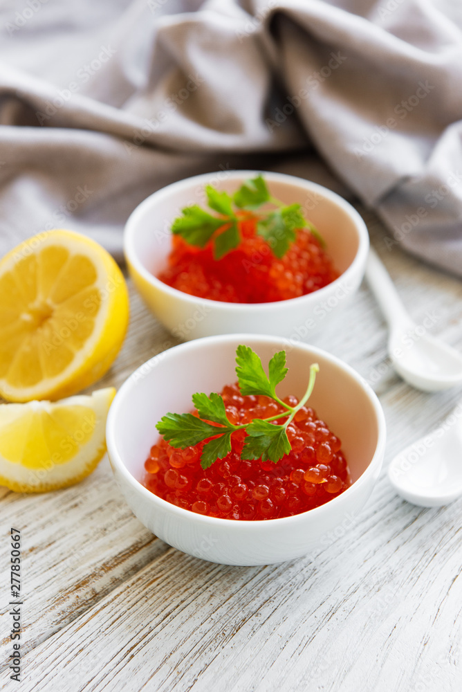 Red caviar in bowls Red caviar in bowls