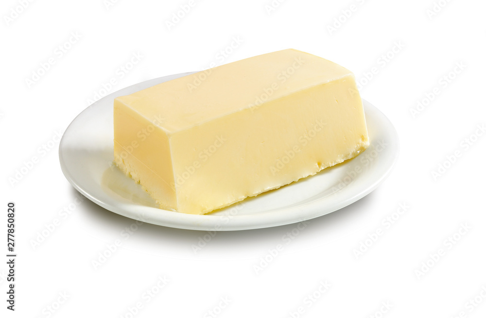 MANTEQUILLA en plato sobre fondo blanco. BUTTER on plate on white background. MANTEQUILLA en plato sobre fondo blanco. BUTTER on plate on white background.