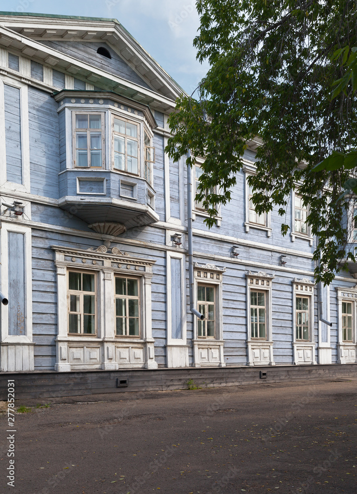 Museum of the Decembrists. Exterior of an old wooden manor S.G. Volkonsky or Volkonsky House in Irkutsk