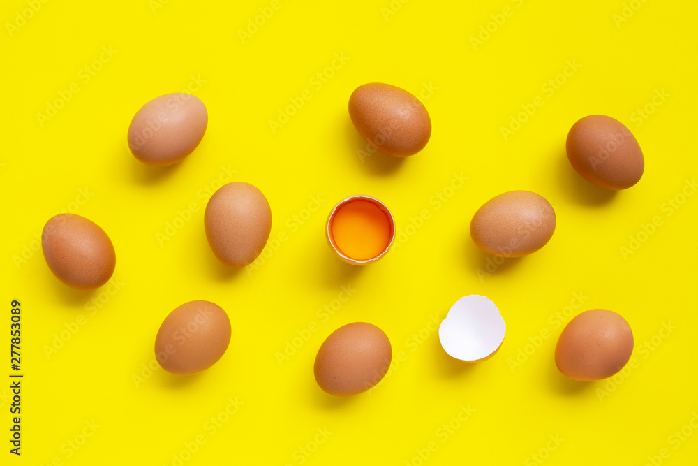 Eggs on yellow background. Eggs on yellow background.