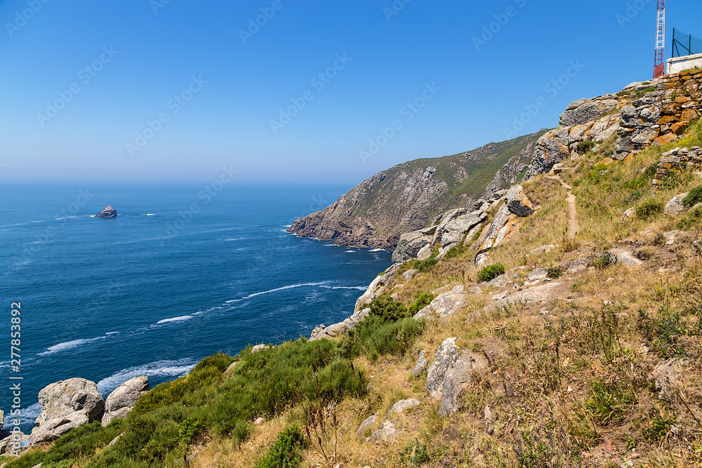 Cape Fisterre (Finisterra), Spain. Scenic view of the rocky coast - the westernmost point of the country