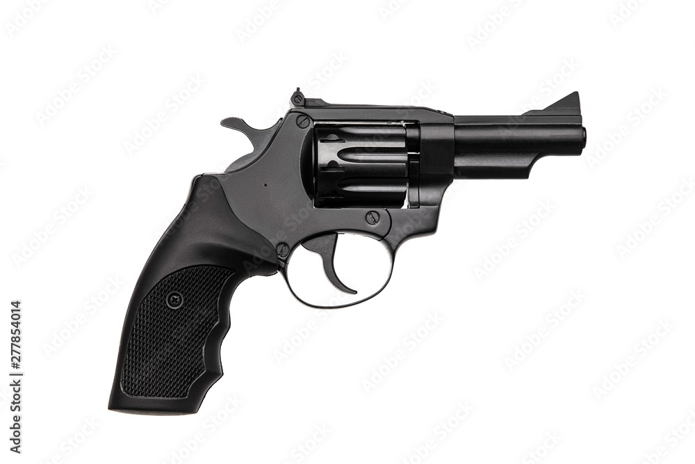 Pistol revolver isolate on white background. Black revolver gun isolated on white back. Pistol revolver isolate on white background. Black revolver gun isolated on white back.