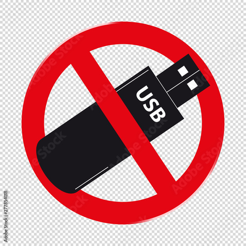 Do Not Use Usb Pendrive Stick Symbol - Vector Illustration Isolated On Transparent Background