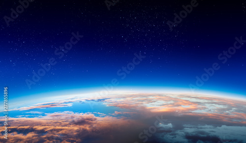 Fototapeta Naklejka Na Ścianę i Meble -  Sunrise on planet orbit, space beauty