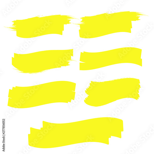 Yellow highlight marker lines. Highlighter strokes vector. Marker marks