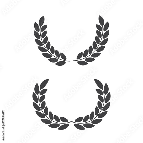 Set of laurel wreaths vectors. Laurel wreath with golden ribbon