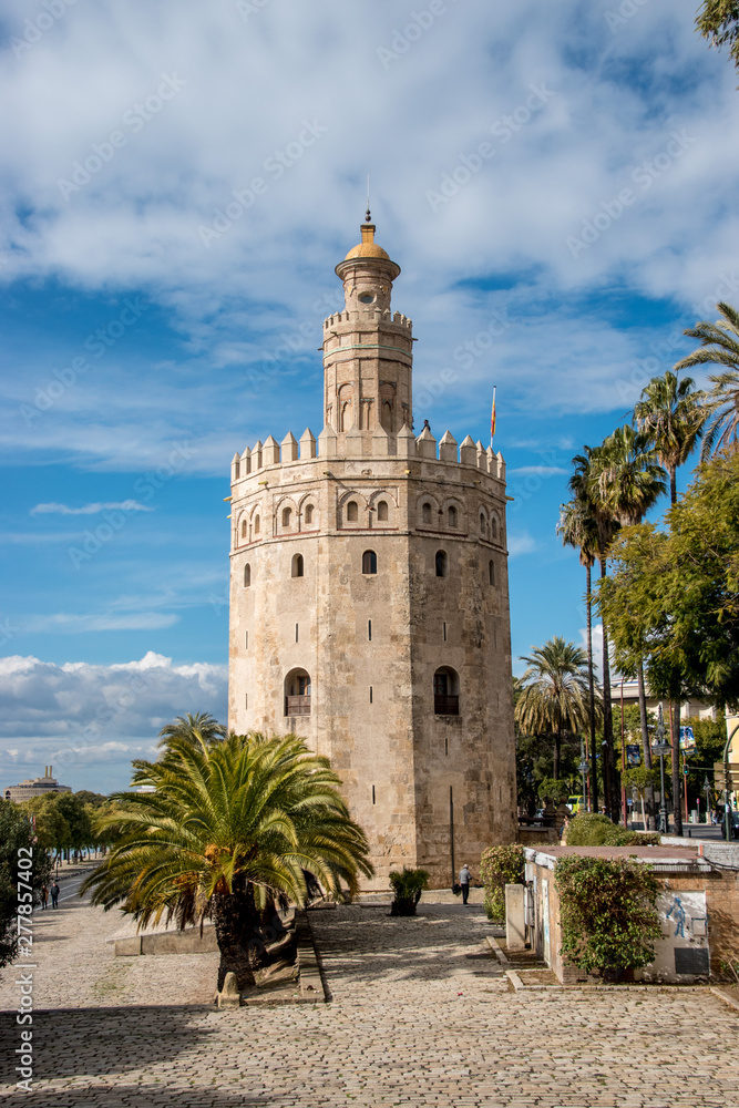 The Torre del Oro (Tower of Gold) is a dodecagonal military watchtower in Sevilla, Spain. It was erected by the Almohad Caliphate in order to control access to Seville via the Guadalquivir river.