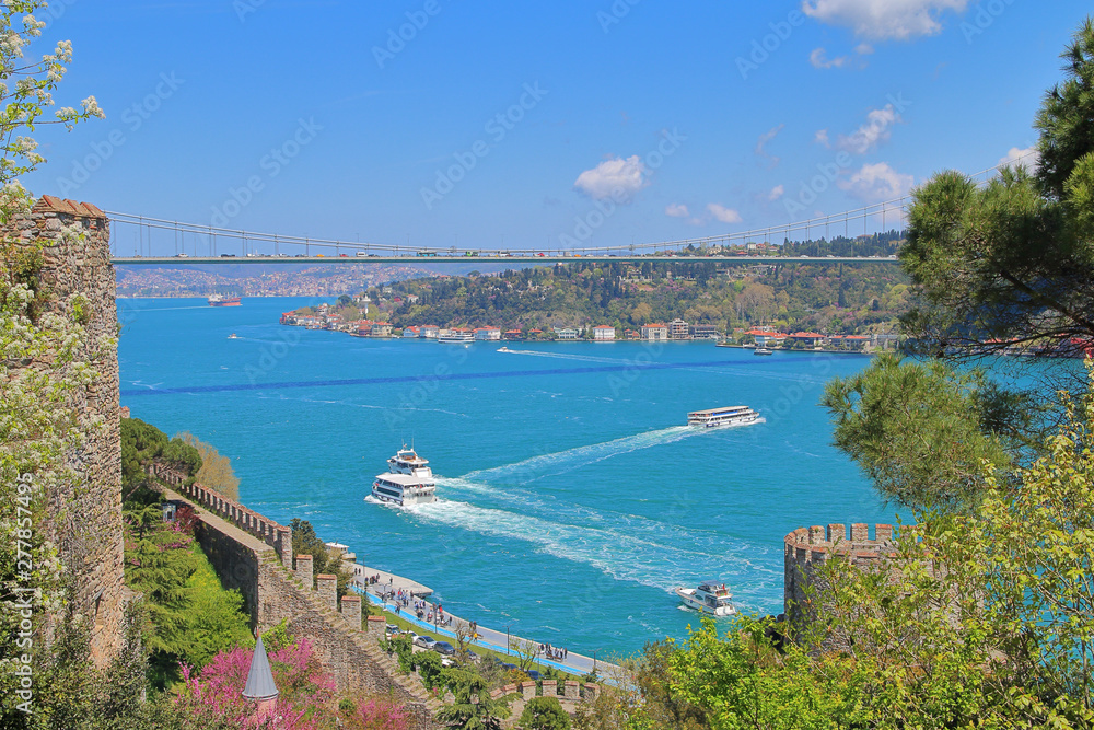 Landscape of the Bosphorus Strait from the height of the old fortress.