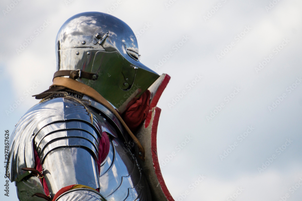 Fototapeta premium A brave medieval knight wering a helmet