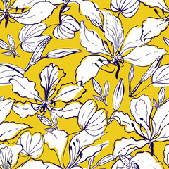 Wandcirkels Orchidee patronen Hawaïaans patroon met bauhinia bloemen  © wandapelin gmail com