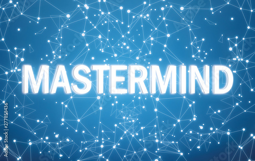 Mastermind on digital interface and blue network background