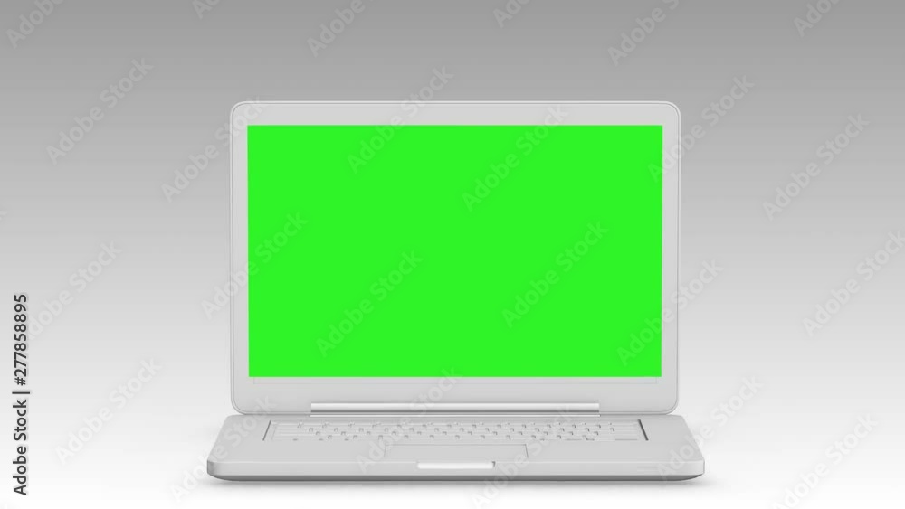 Modern laptop appearing white background and green screen Modern laptop appearing white background and green screen