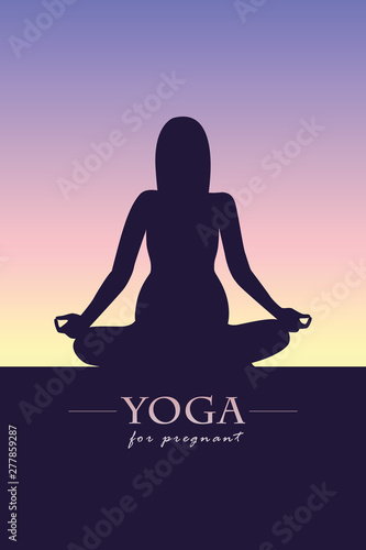 yoga for pregnant women silhouette vector illustration EPS10
