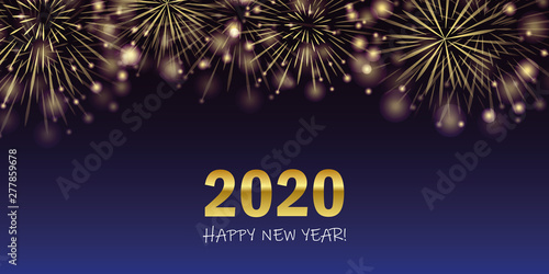 happy new year 2020 golden firework background vector illustration EPS10