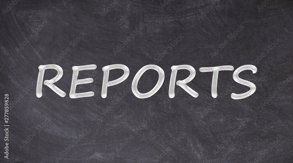 Obraz premium Reports text written on blackboard