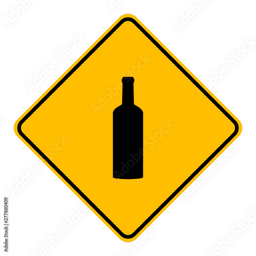 Flasche und Schild