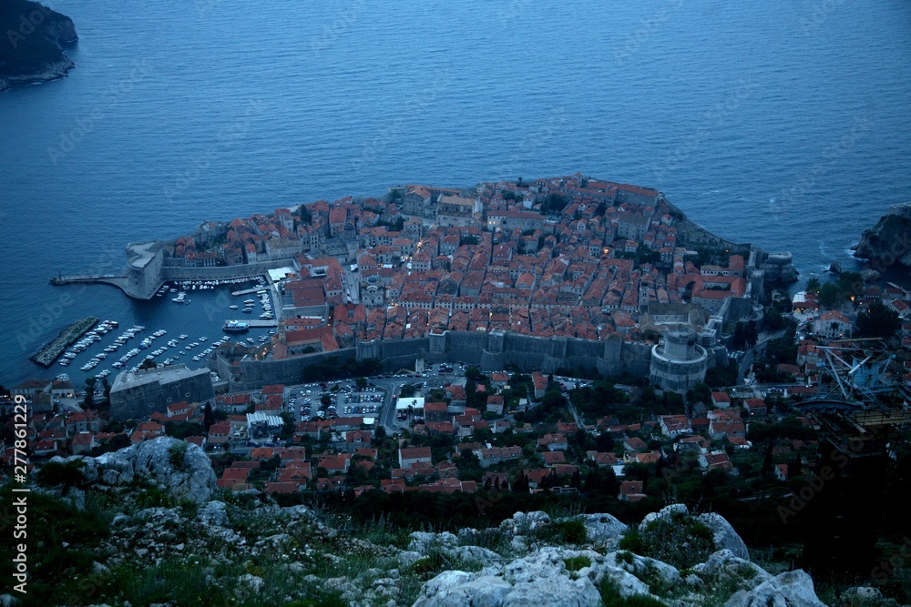 Dubrovnik, Croatia. Popular travel destination in Adriatic sea. Night scene