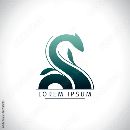 Loch ness, snake or dragon vector logo