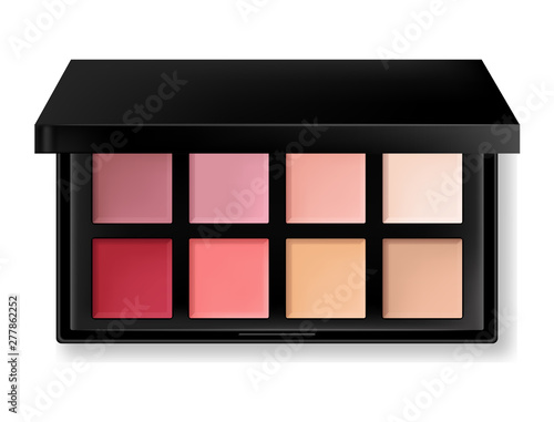 Eye shadow cosmetics Vector realistic. Product placement. 3d illustrations