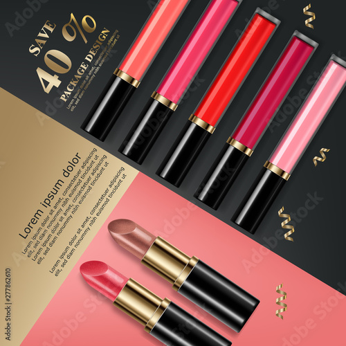 Lip gloss Vector realistic. Premium cosmetics sale. colorful collection sets