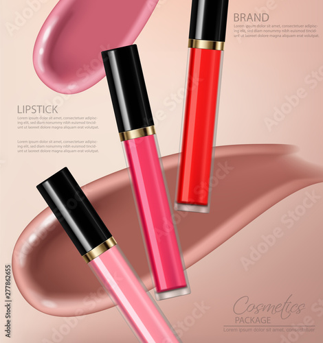 Lip gloss Vector realistic. Premium cosmetics sale. colorful collection sets