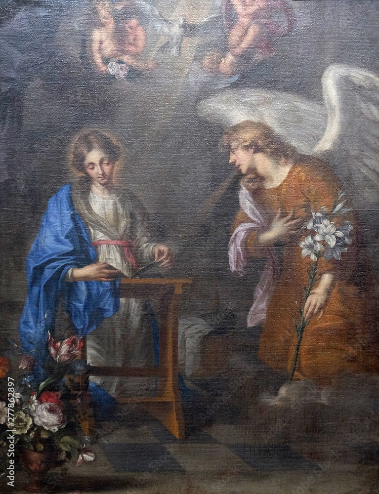 The Annunciation by Oswald Onghers in Wurzburg Cathedral dedicated to Saint Kilian, Bavaria, Germany