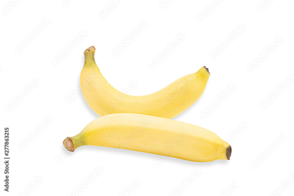 two ripe yellow banana isolated on white background with clipping path two ripe yellow banana isolated on white background with clipping path
