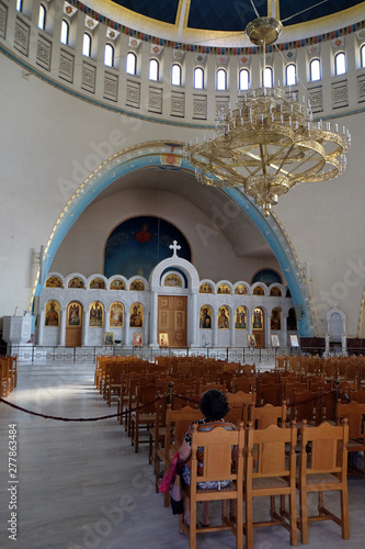 Interior of the new Orthodox Cathedral of the Resurrection of Christ in Tirana, Albania  photo