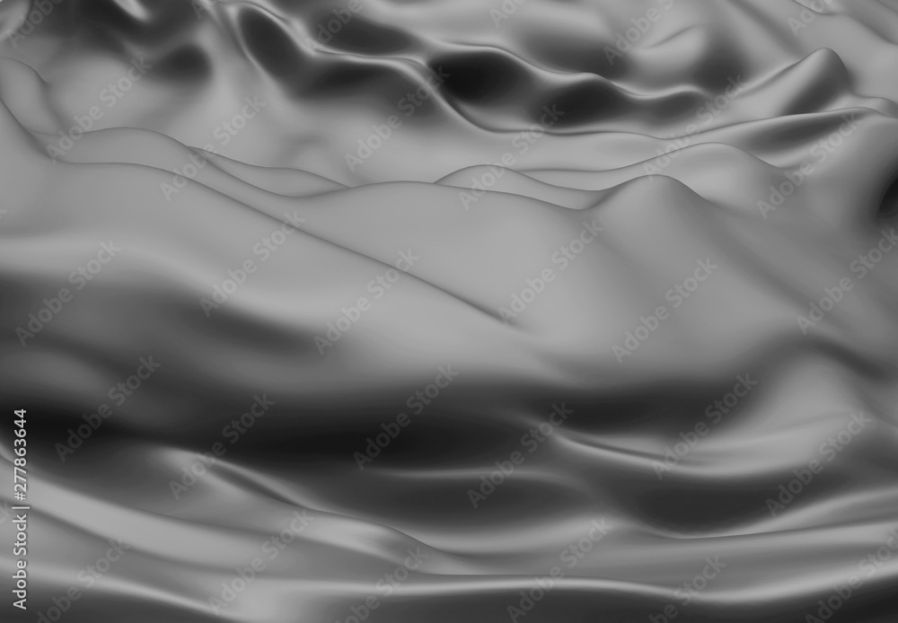 Naklejka premium Beautiful Black Satin for Drapery Abstract Background. Dark Silk Fabric.