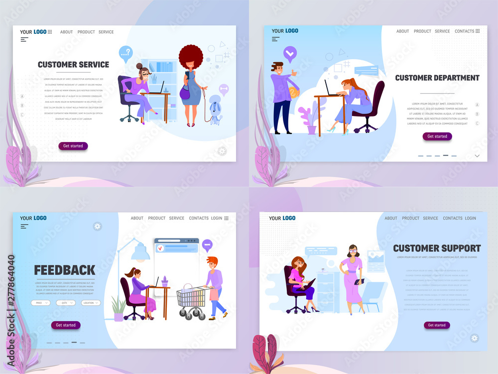 Concept of Customer service department for Website or Web Page. Character secretary or assistant flat graphics Concept of Customer service department for Website or Web Page. Character secretary or assistant flat graphics