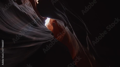 Beautiful abstract red rock formations in Antelope Canyon, Arizona. 4K UHD RAW edited footage