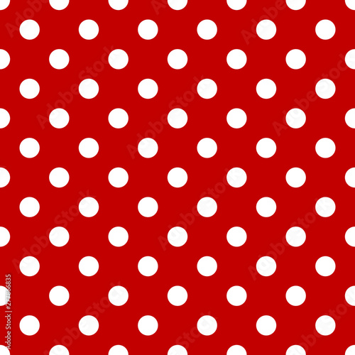 Red and white seamless polka dot pattern. vector modern design illustration