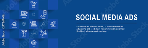 Social Media Ads Icon Set and Web Header Banner