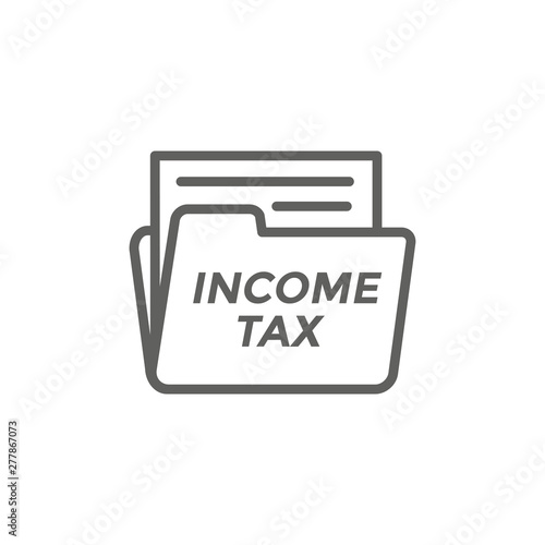 Tax concept with percentage paid, icon and income idea. Flat vector outline illustration.