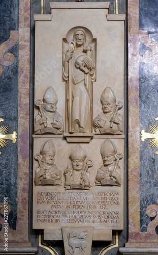 A memorial tablet in the Cathedral of Santa Maria Assunta i San Cassiano in Bressanone, Italy photo