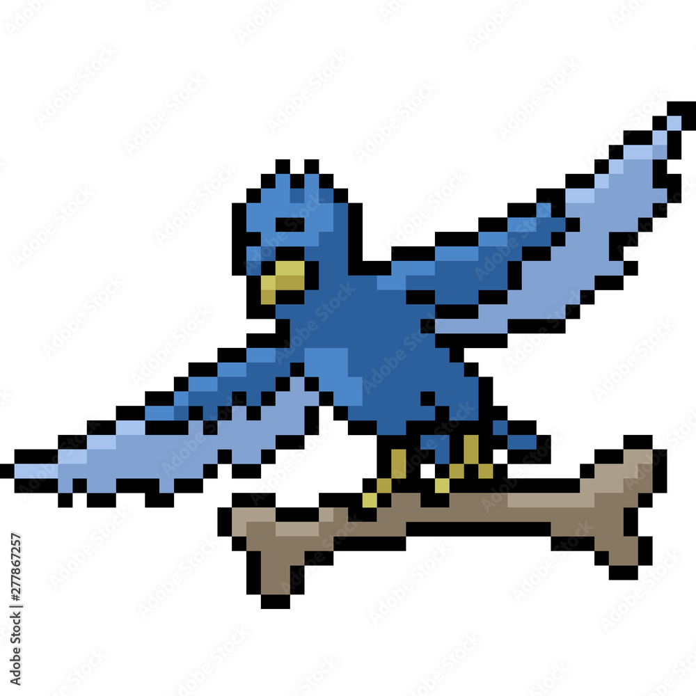 vector pixel art bird fly