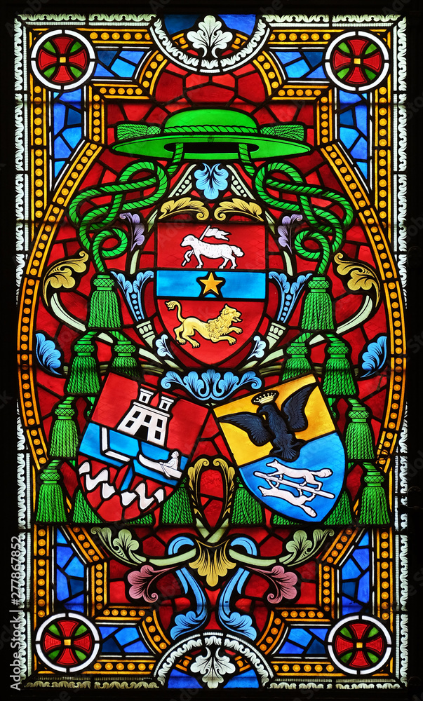 Fototapeta premium Stained glass window in the Cathedral of Saint Lawrence in Lugano, Switzerland