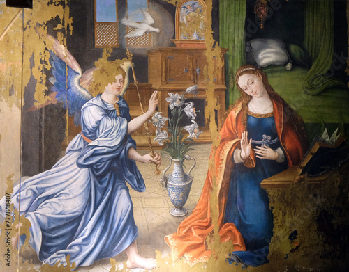 Fotobehang Annunciation of the Virgin Mary, altarpiece in the Saint Germain l'Auxerrois chu