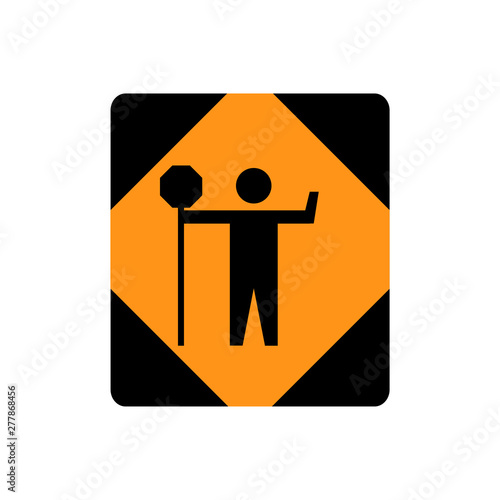 USA traffic road signs.traffic control person ahead. vector illustration