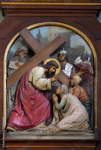 8th Stations of the Cross,Jesus meets the daughters of Jerusalem, Basilica of the Sacred Heart of Jesus in Zagreb, Croatia