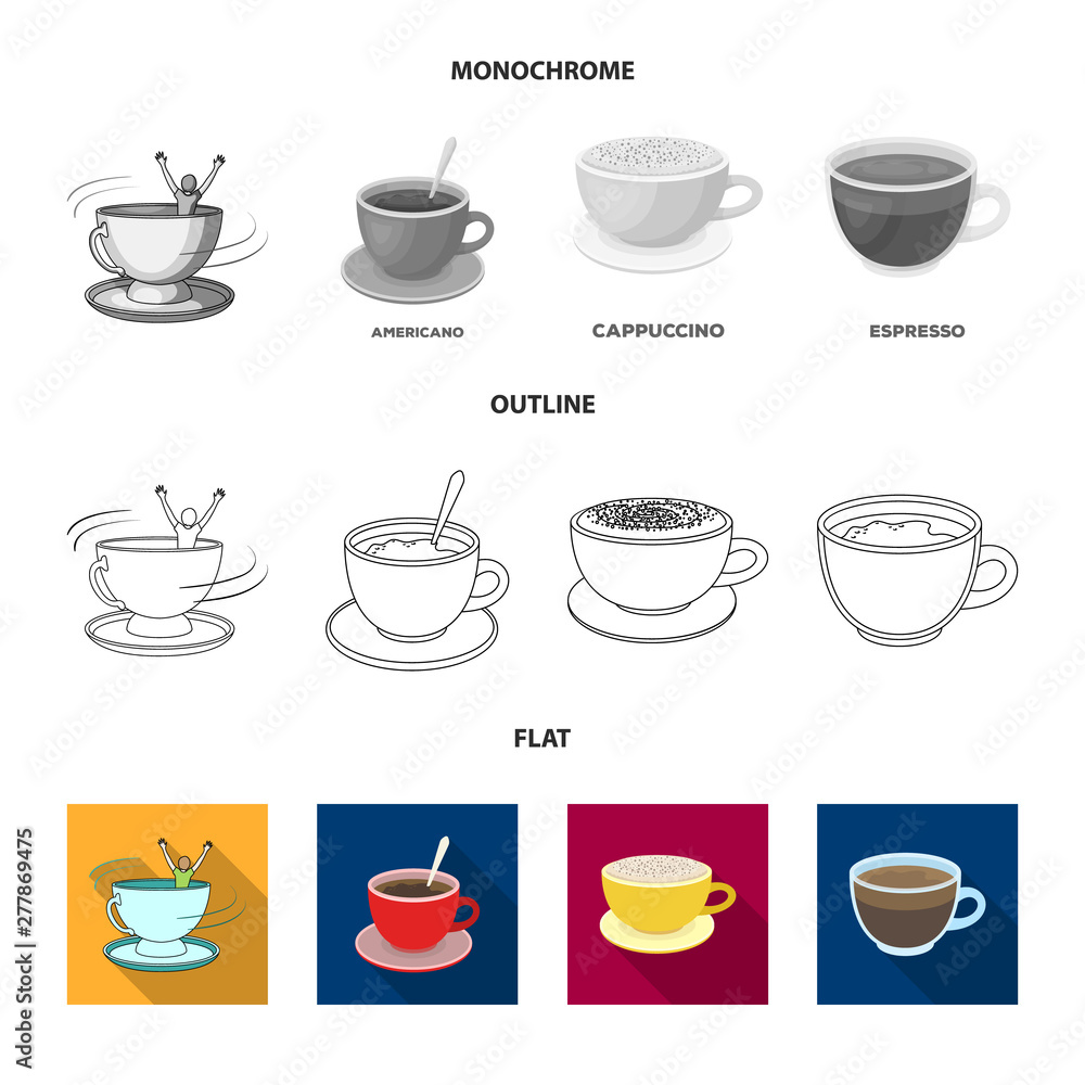 Isolated object of cup and coffe sign. Set of cup and top vector icon for stock.