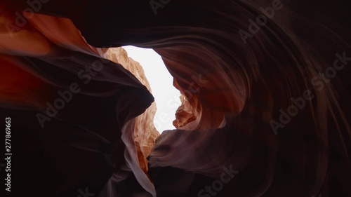 Beautiful abstract red rock formations in Antelope Canyon, Arizona. 4K UHD RAW edited footage