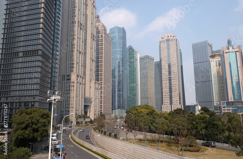 Lujiazui financial district skyscrapers buildings landscape in Shanghai © zatletic