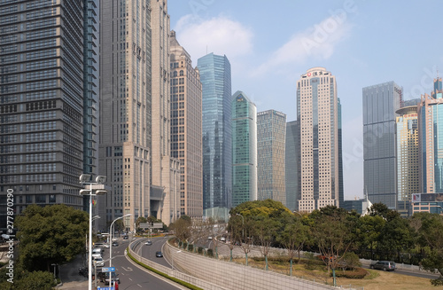 Lujiazui financial district skyscrapers buildings landscape in Shanghai