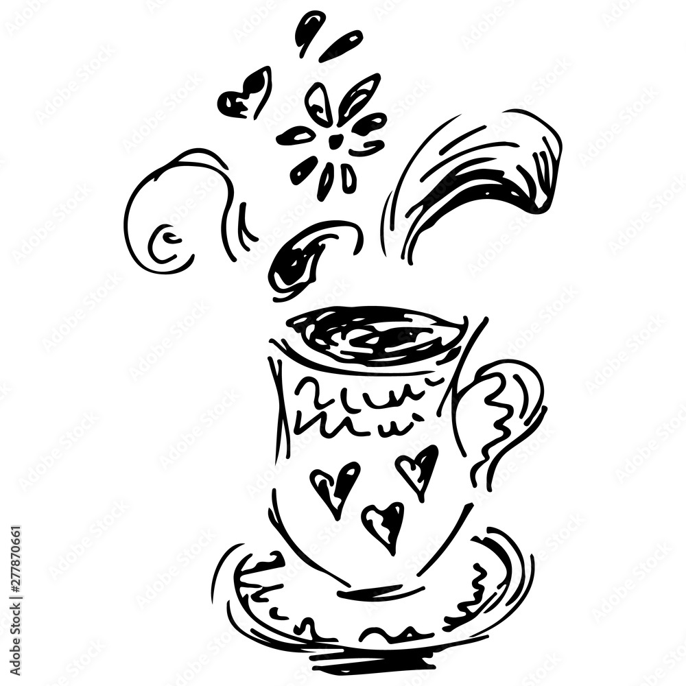 Tea cup hand drawn, great design for any purposes. Hand drawn tea cup sketch. Coffee outline icon. Steam icon isolated on white background. Vector texture. Coffee mug vector. Silhouette isolated Tea cup hand drawn, great design for any purposes. Hand drawn tea cup sketch. Coffee outline icon. Steam icon isolated on white background. Vector texture. Coffee mug vector. Silhouette isolated