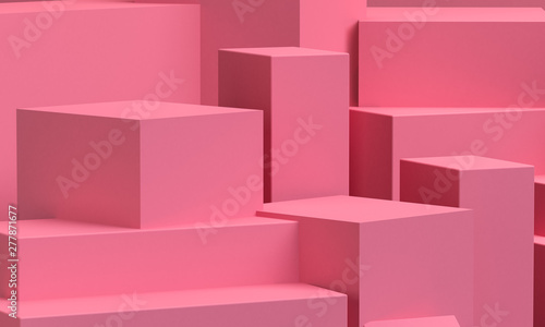 Pink Geometric shape Minimalist abstract background, 3D render..