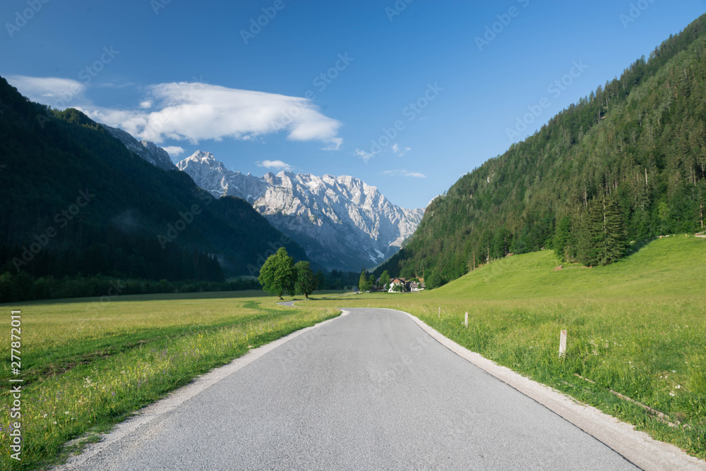 Road to Julian Alps mountains, Slovenia.